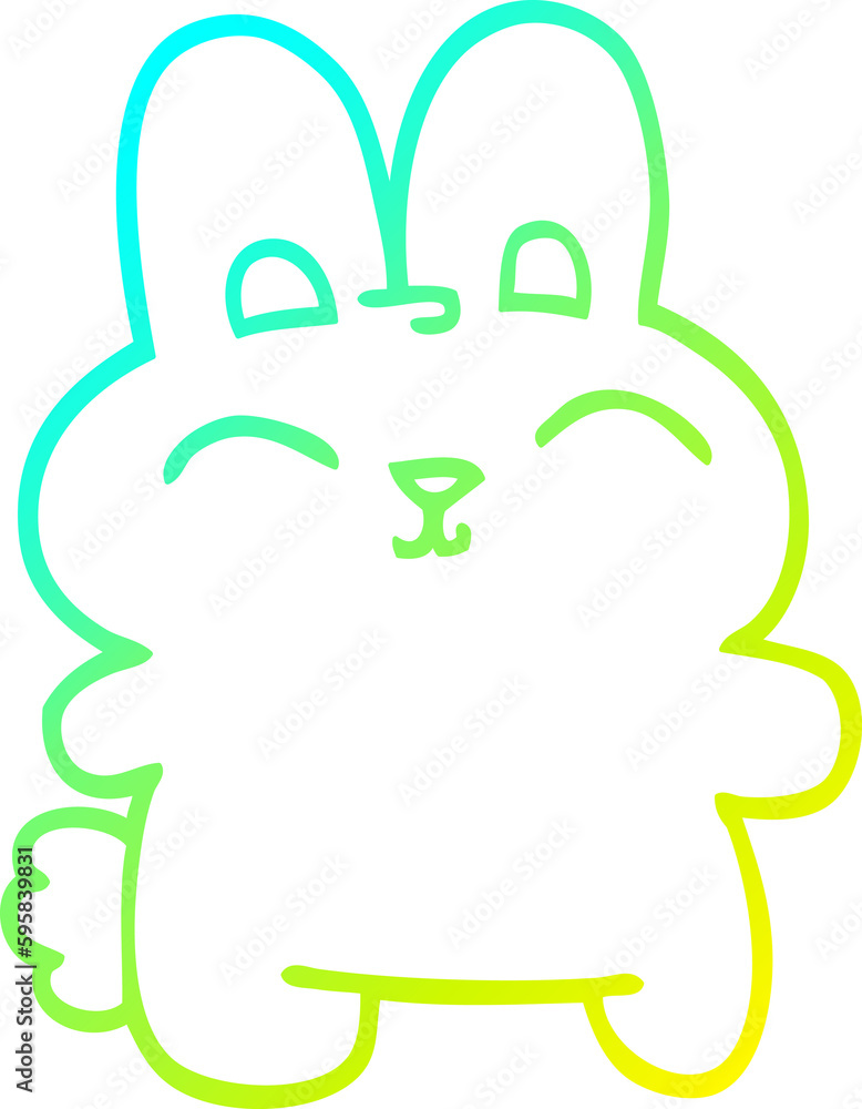 cold gradient line drawing of a cartoon grey rabbit cold gradient line drawing of a cartoon grey rabbit
