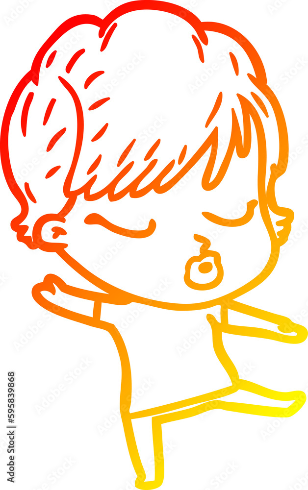 warm gradient line drawing of a cartoon woman with eyes shut warm gradient line drawing of a cartoon woman with eyes shut