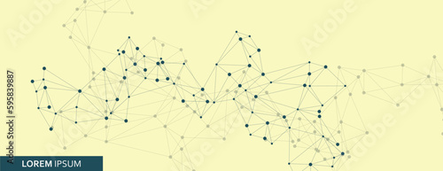 Block chain design. Global network technology concept. Network nodes plexus background. Future perspective backdrop. Connect circle and line elements. Global data vector illustration