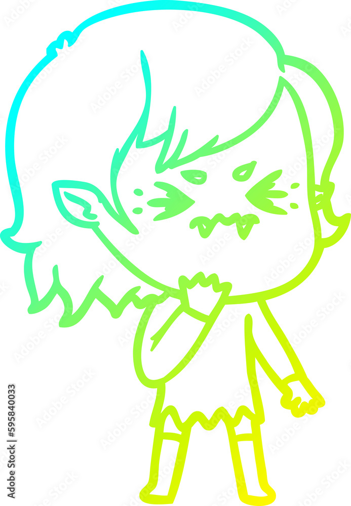 cold gradient line drawing of a annoyed cartoon vampire girl cold gradient line drawing of a annoyed cartoon vampire girl
