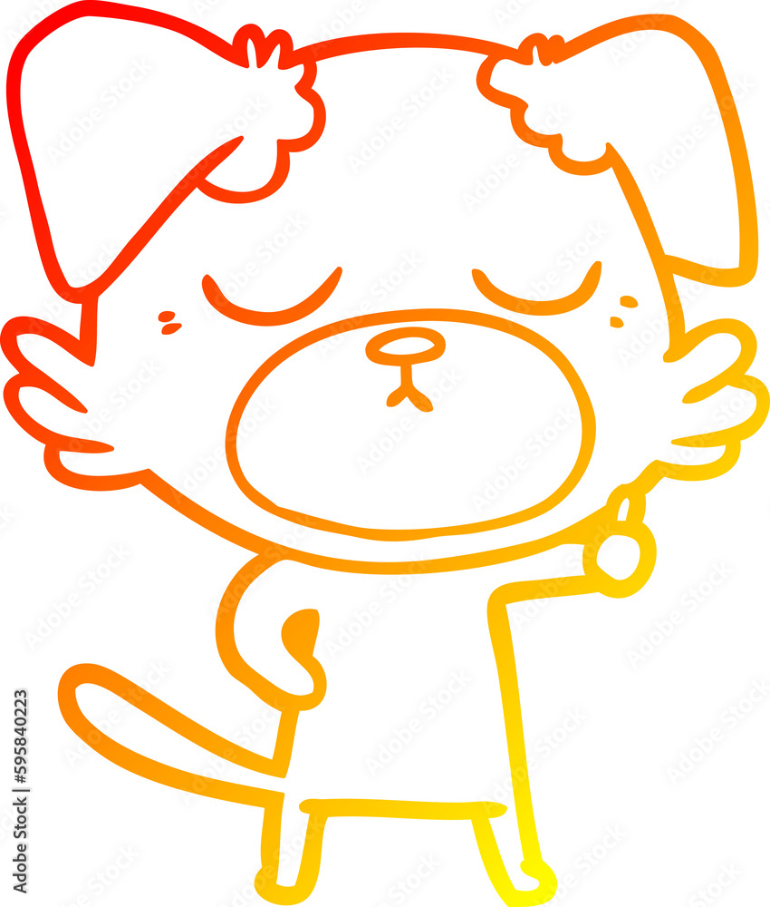Obraz premium warm gradient line drawing of a cute cartoon dog
