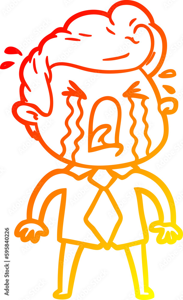 warm gradient line drawing of a cartoon crying man warm gradient line drawing of a cartoon crying man