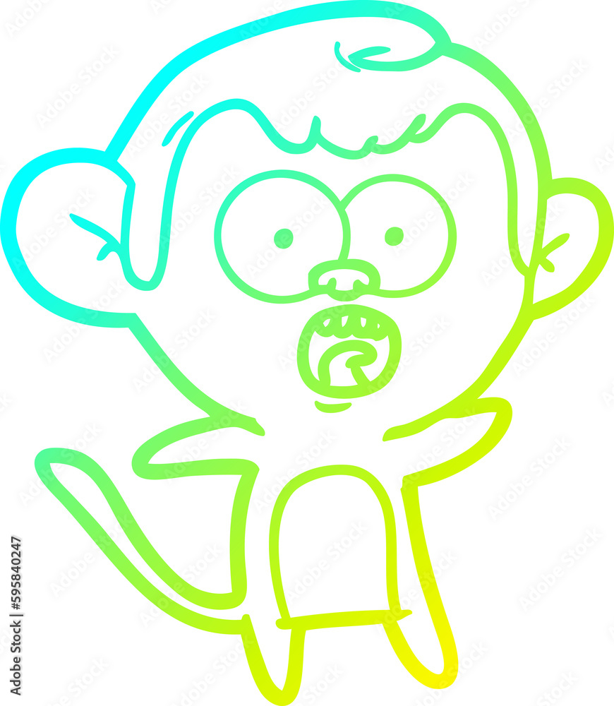 cold gradient line drawing of a cartoon shocked monkey cold gradient line drawing of a cartoon shocked monkey