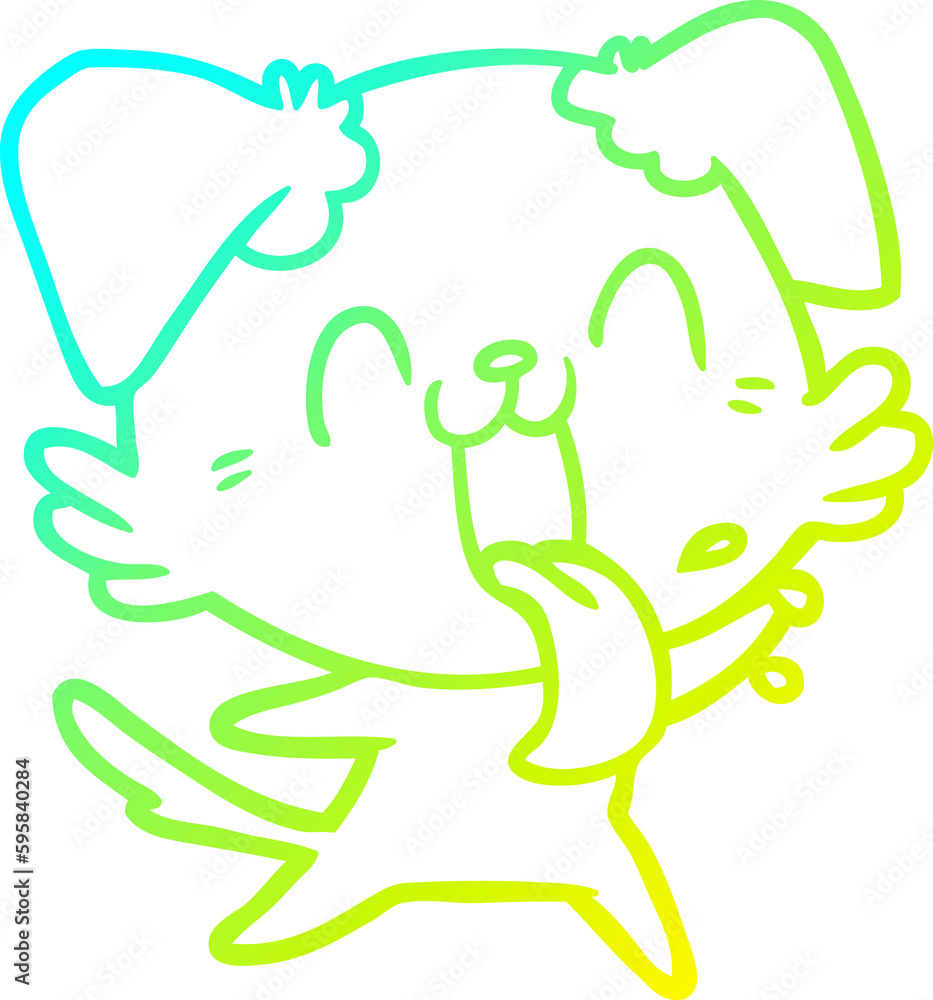 cold gradient line drawing of a cartoon panting dog cold gradient line drawing of a cartoon panting dog
