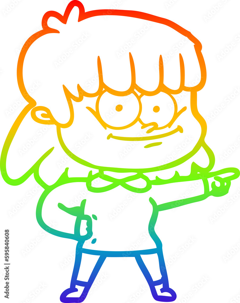 rainbow gradient line drawing of a cartoon girl smiling rainbow gradient line drawing of a cartoon girl smiling