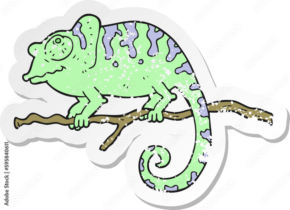 Fototapeta premium retro distressed sticker of a cartoon chameleon
