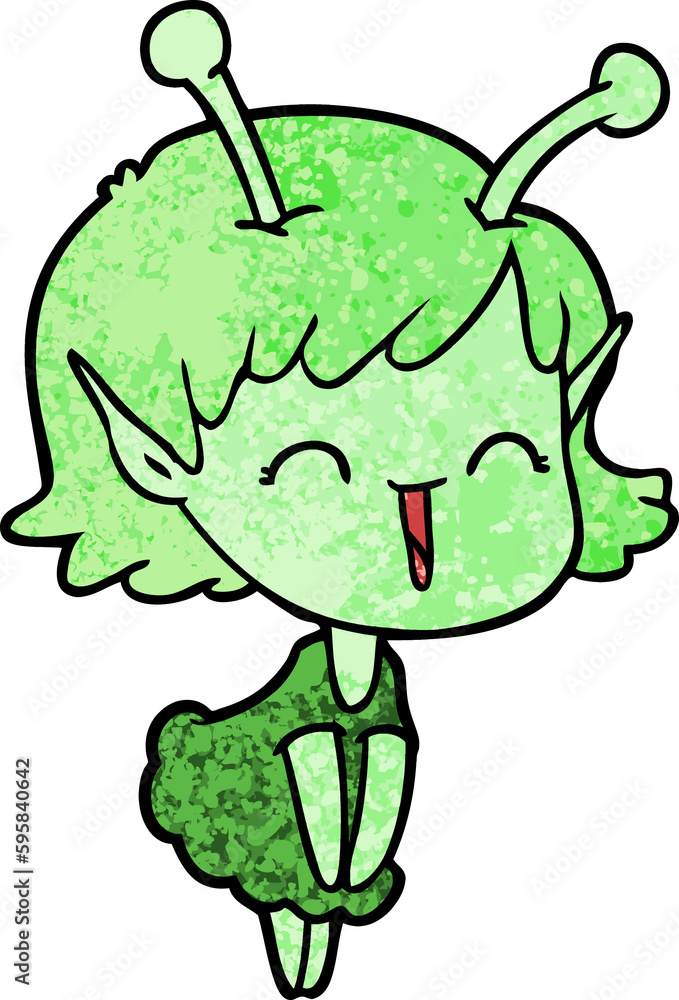 Fototapeta premium cartoon alien girl laughing