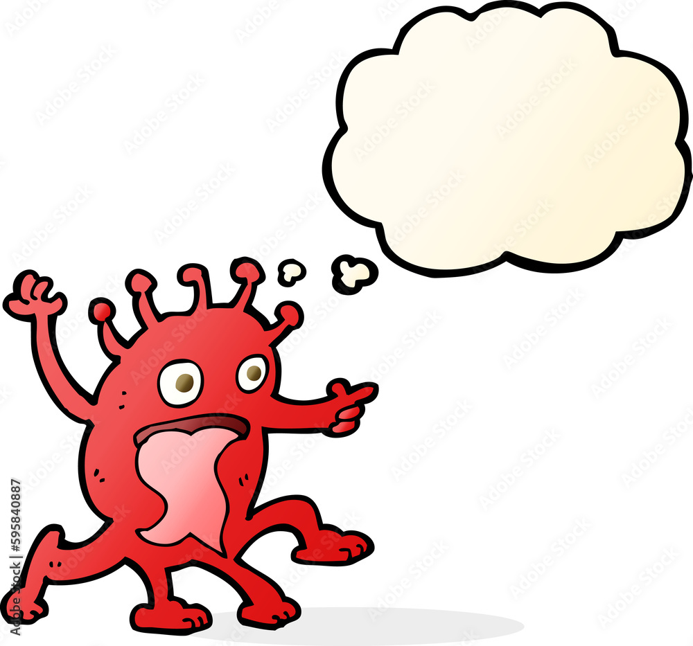 cartoon weird little alien with thought bubble cartoon weird little alien with thought bubble