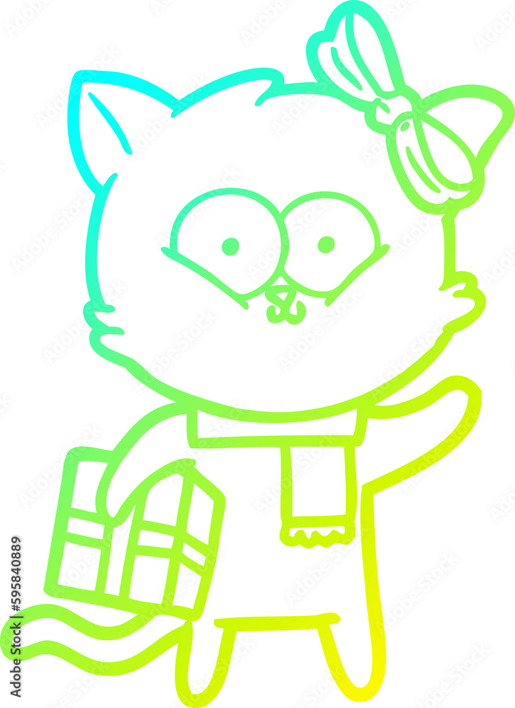 cold gradient line drawing of a cartoon cat cold gradient line drawing of a cartoon cat