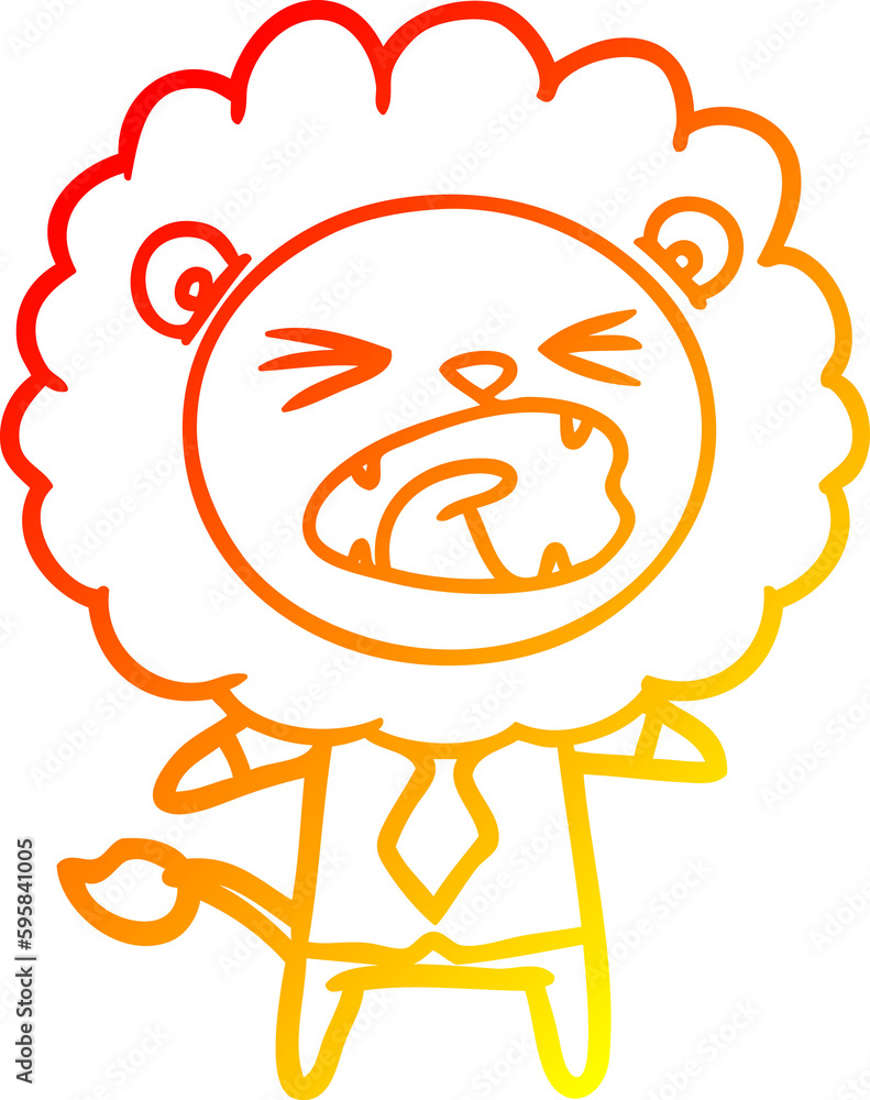 warm gradient line drawing of a cartoon lion in business clothes warm gradient line drawing of a cartoon lion in business clothes