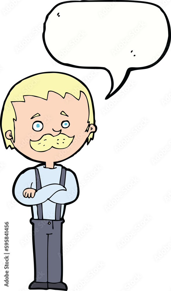 cartoon man with mustache with speech bubble cartoon man with mustache with speech bubble