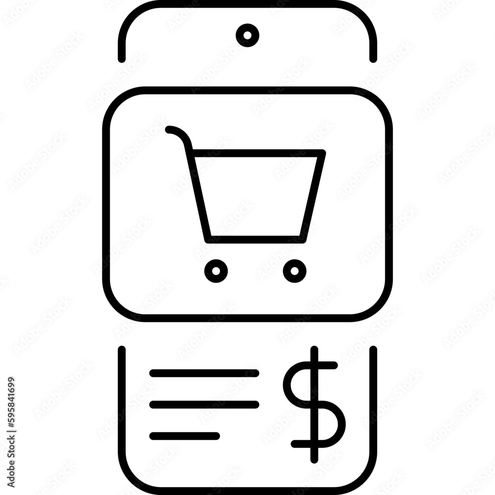 Online shopping in mobile app. Shopping cart on smartphone's screen. E-commerce. Vector illustration. Online shopping in mobile app. Shopping cart on smartphone's screen. E-commerce. Vector illustration.