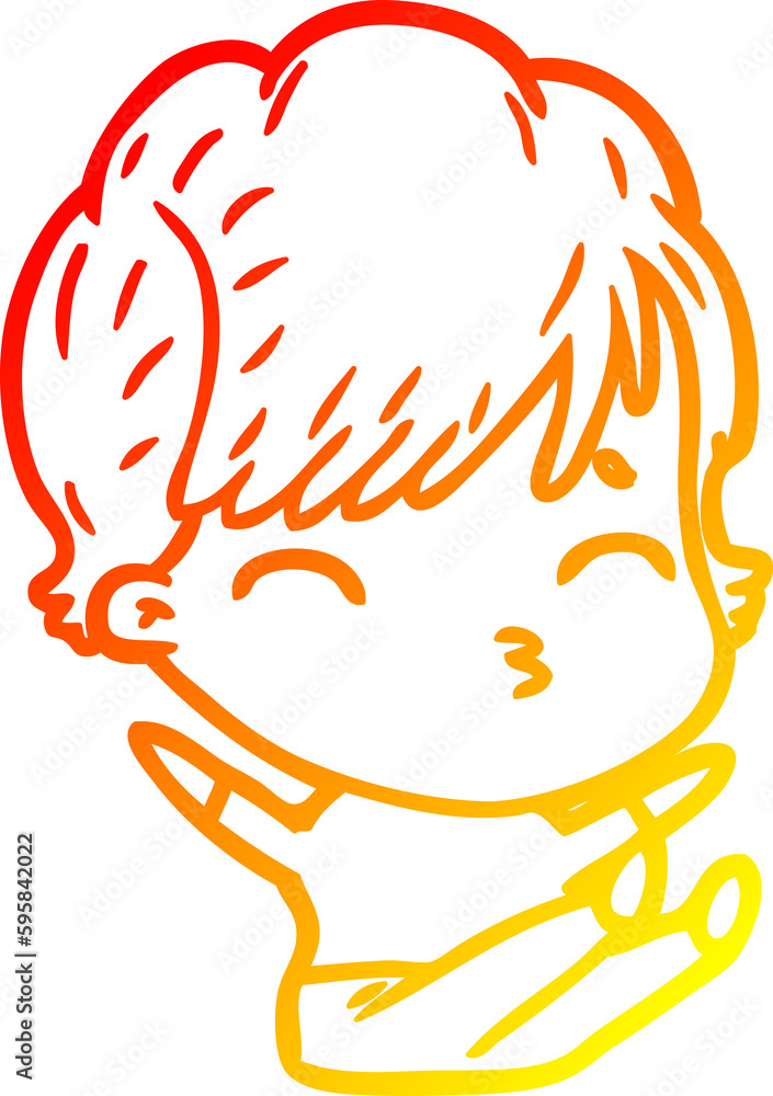 warm gradient line drawing of a cartoon woman thinking warm gradient line drawing of a cartoon woman thinking