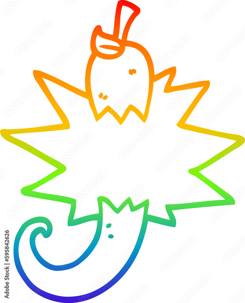 Fototapeta premium rainbow gradient line drawing of a cartoon red hot chili