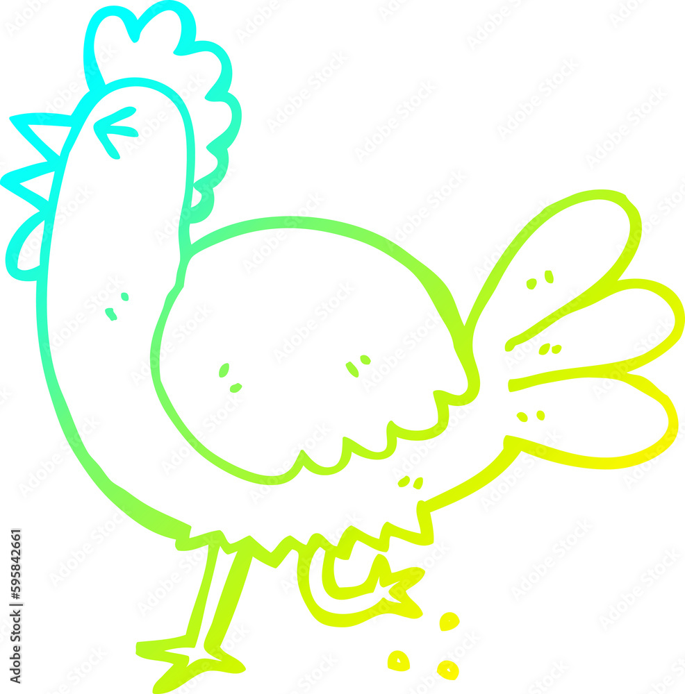 Fototapeta premium cold gradient line drawing of a cartoon rooster