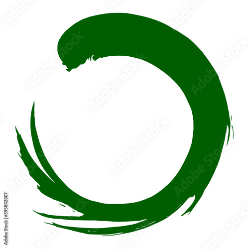 Zen Green Circle Art Brush Stroke Logo Design Icon Vector