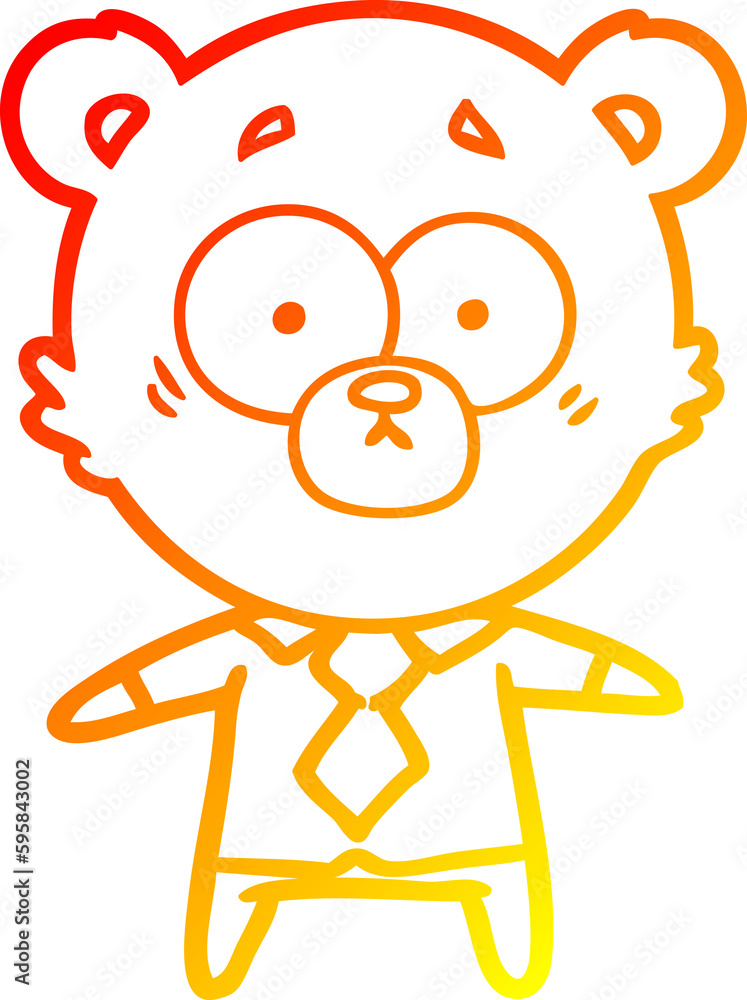 warm gradient line drawing of a surprised bear cartoon