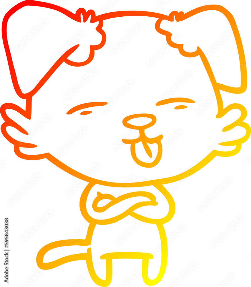 warm gradient line drawing of a cartoon dog sticking out tongue warm gradient line drawing of a cartoon dog sticking out tongue