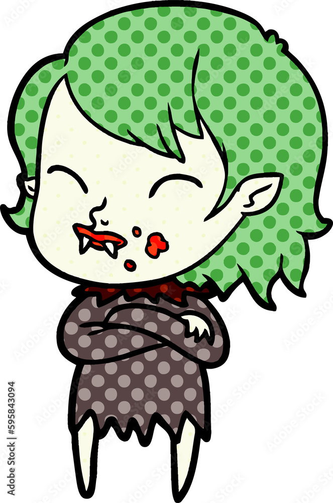 cartoon vampire girl with blood on cheek cartoon vampire girl with blood on cheek