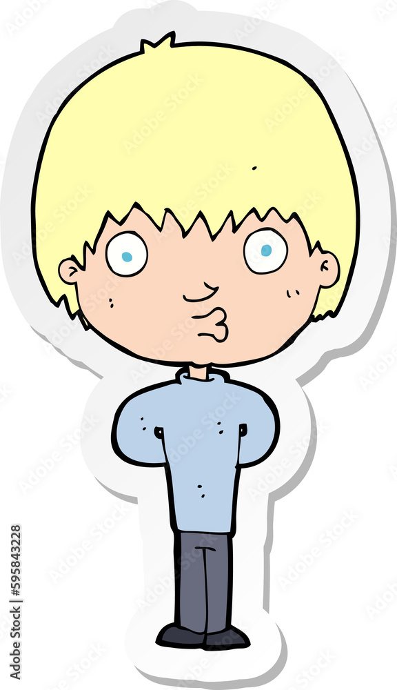 sticker of a cartoon whistling boy sticker of a cartoon whistling boy