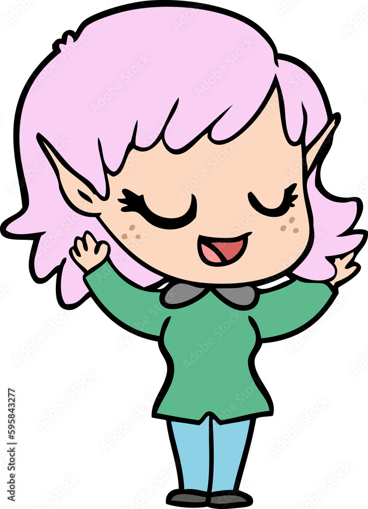 happy cartoon elf girl happy cartoon elf girl