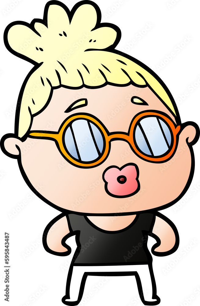 cartoon woman wearing spectacles