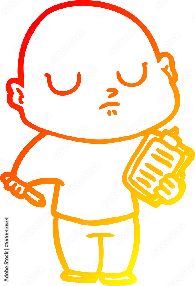 warm gradient line drawing of a cartoon bald man warm gradient line drawing of a cartoon bald man