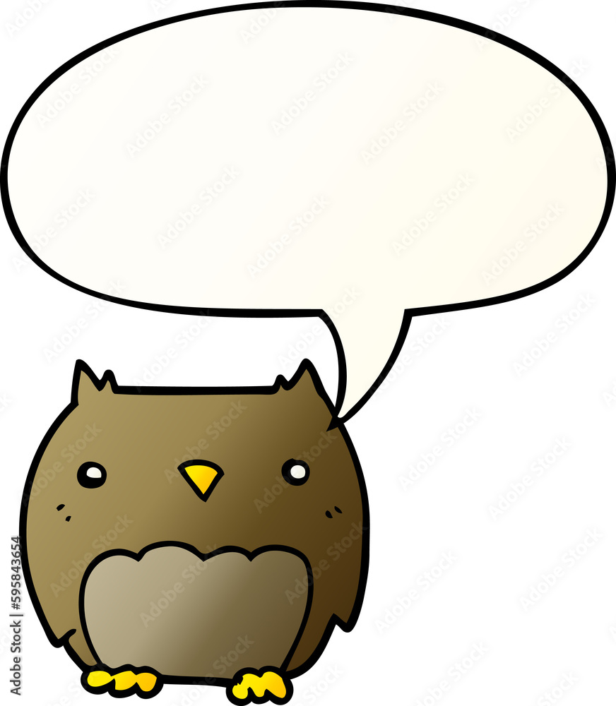 cute cartoon owl with speech bubble in smooth gradient style cute cartoon owl with speech bubble in smooth gradient style