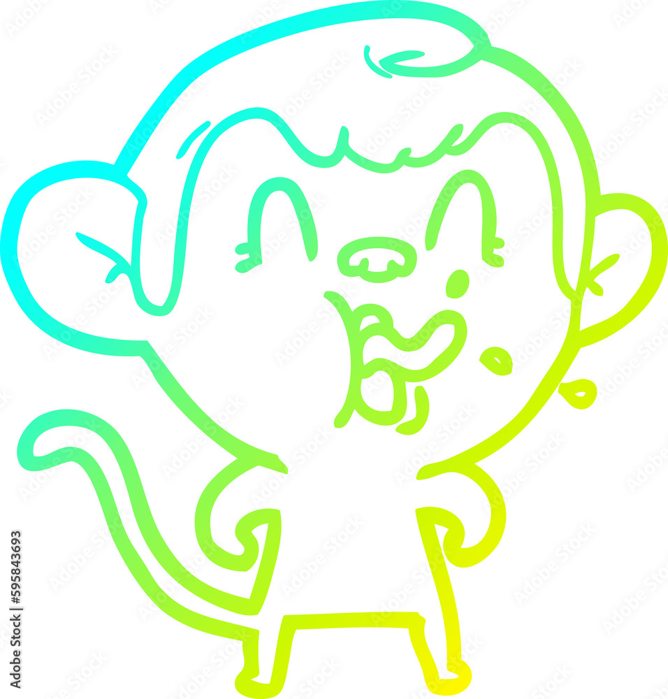 cold gradient line drawing of a crazy cartoon monkey cold gradient line drawing of a crazy cartoon monkey