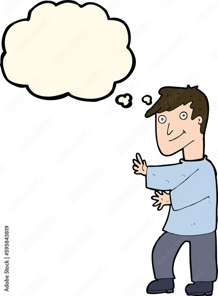 cartoon happy man with thought bubble cartoon happy man with thought bubble