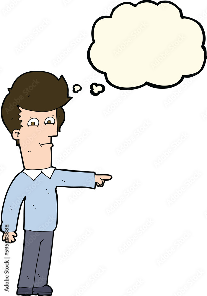 cartoon man pointing with thought bubble cartoon man pointing with thought bubble