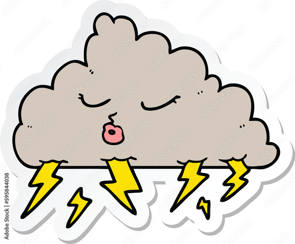 sticker of a cartoon thundercloud sticker of a cartoon thundercloud