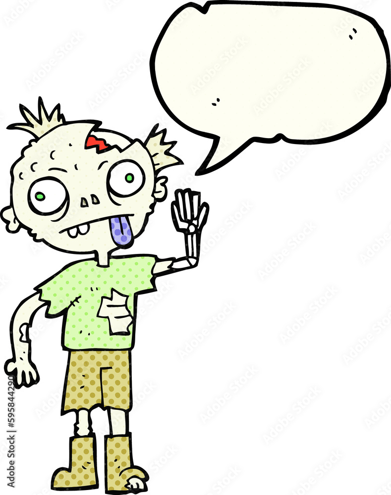 freehand drawn comic book speech bubble cartoon zombie freehand drawn comic book speech bubble cartoon zombie