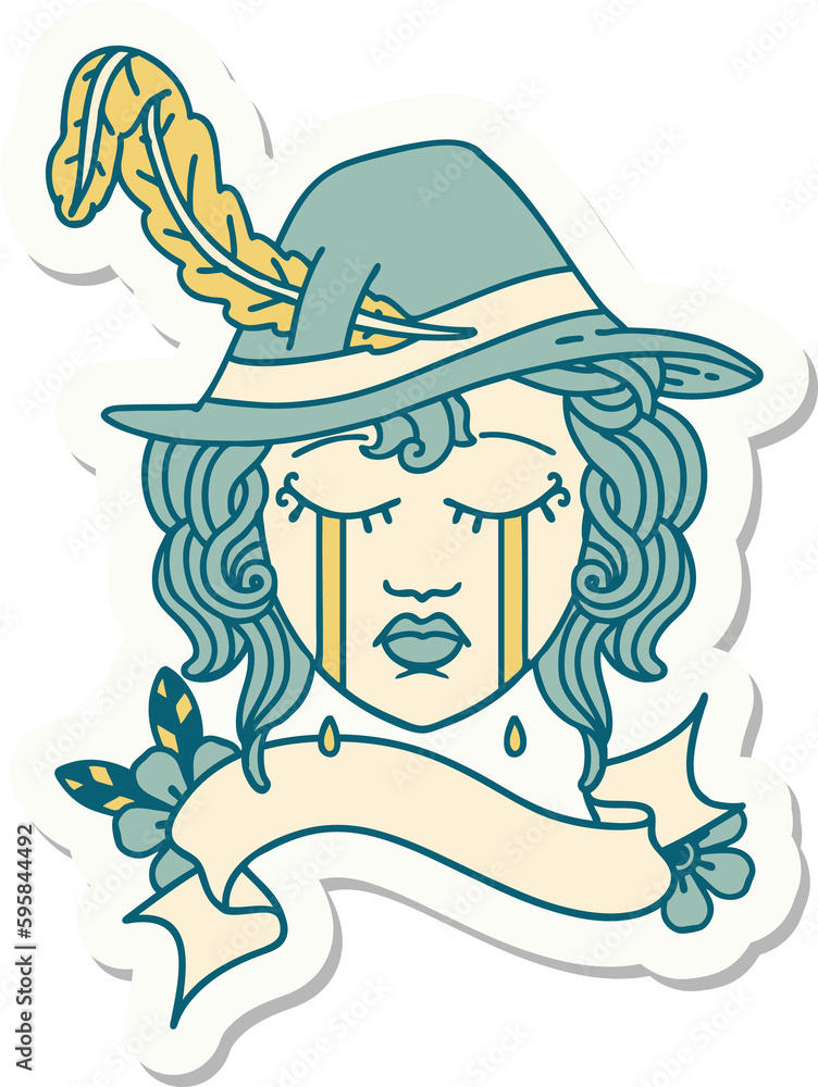 sticker of a human bard character face