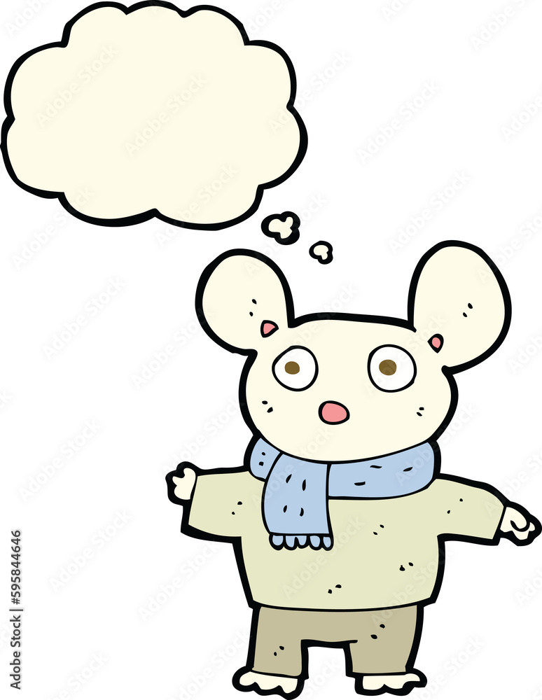 cartoon mouse in clothes with thought bubble cartoon mouse in clothes with thought bubble