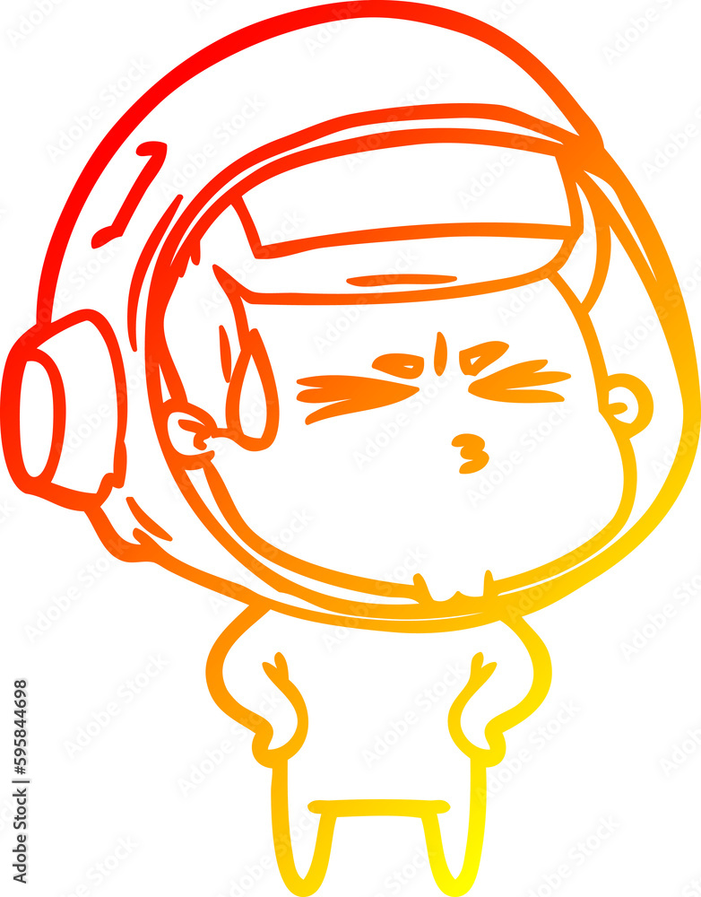 warm gradient line drawing of a cartoon stressed astronaut warm gradient line drawing of a cartoon stressed astronaut
