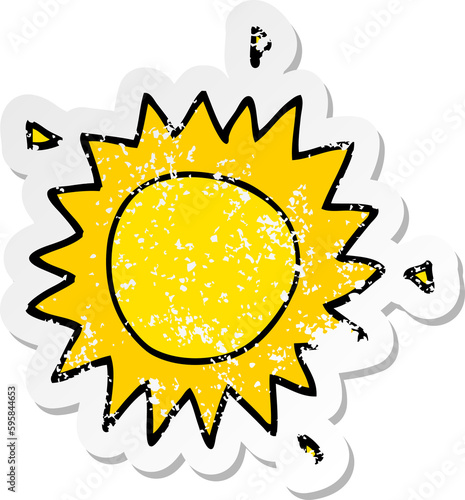 distressed sticker of a cartoon sun