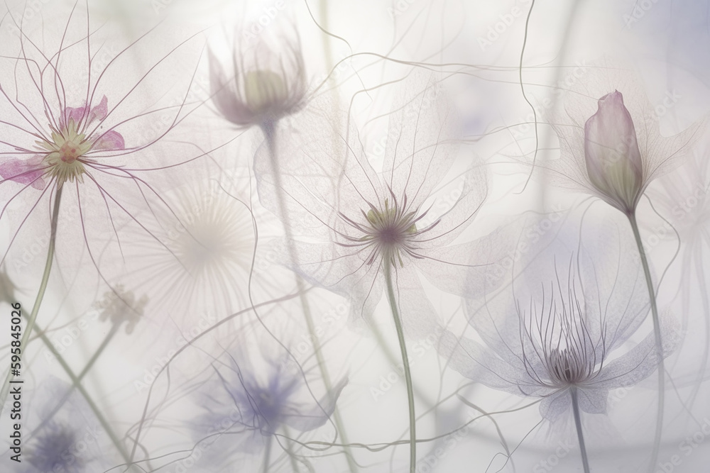 delicate flowers on white background, Generative AI delicate flowers on white background, Generative AI