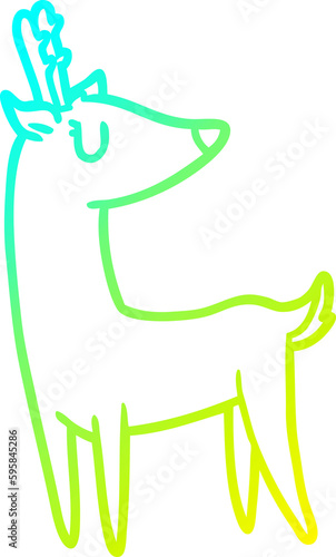 cold gradient line drawing of a Cartoon deer