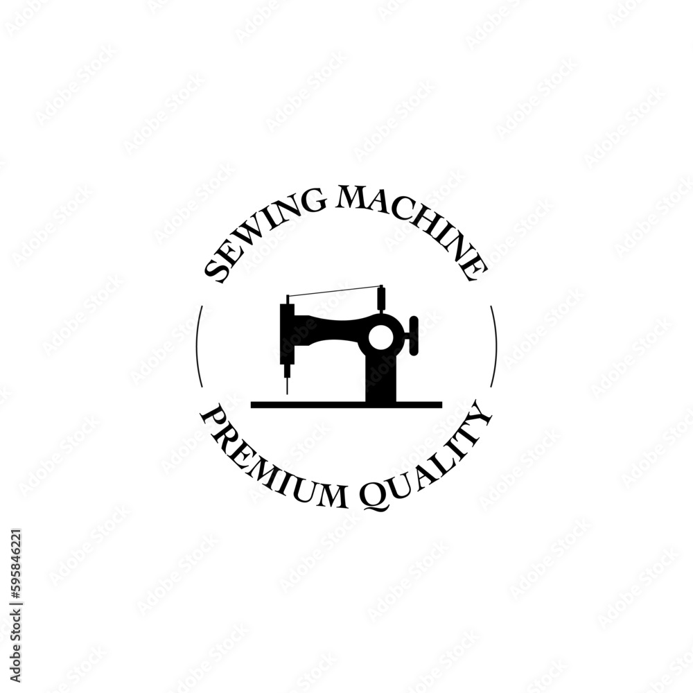 Flat sewing machine for tailor logo design illustration idea