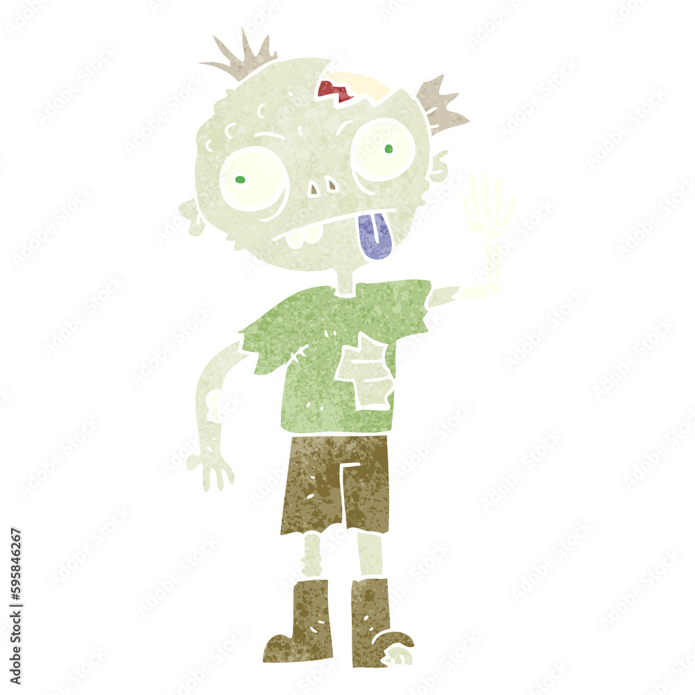 freehand retro cartoon zombie freehand retro cartoon zombie
