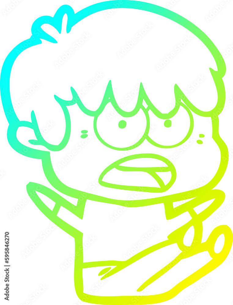 cold gradient line drawing of a worried cartoon boy cold gradient line drawing of a worried cartoon boy