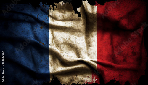 Valokuva Flag of France or the Tricolour background with a distressed vintage weathered e