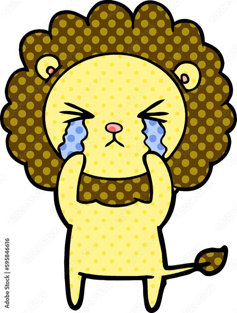 cartoon crying lion