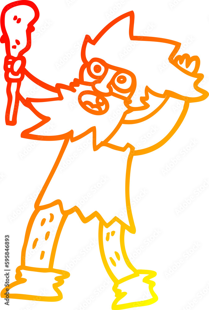 warm gradient line drawing of a cartoon cave man warm gradient line drawing of a cartoon cave man