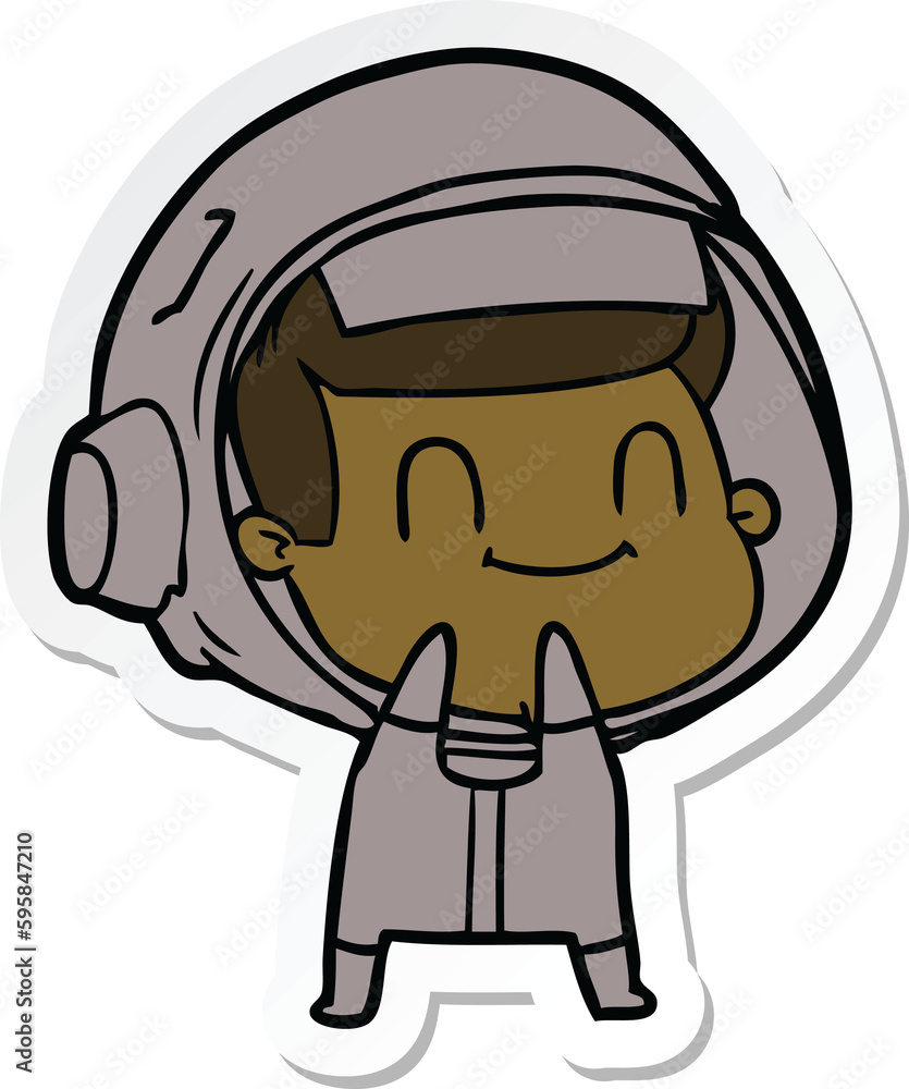 sticker of a happy cartoon astronaut sticker of a happy cartoon astronaut