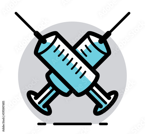 Vaccination theme vector illustration of a syringe isolated over white, epidemic or pandemic coronavirus covid 19 or flu or SARS or any other vaccine, pharmacology concept.