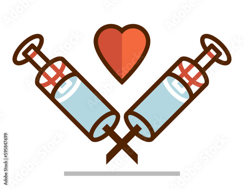 Vaccination theme vector illustration of a syringe isolated over white, epidemic or pandemic coronavirus covid 19 or flu or SARS or any other vaccine, pharmacology concept.