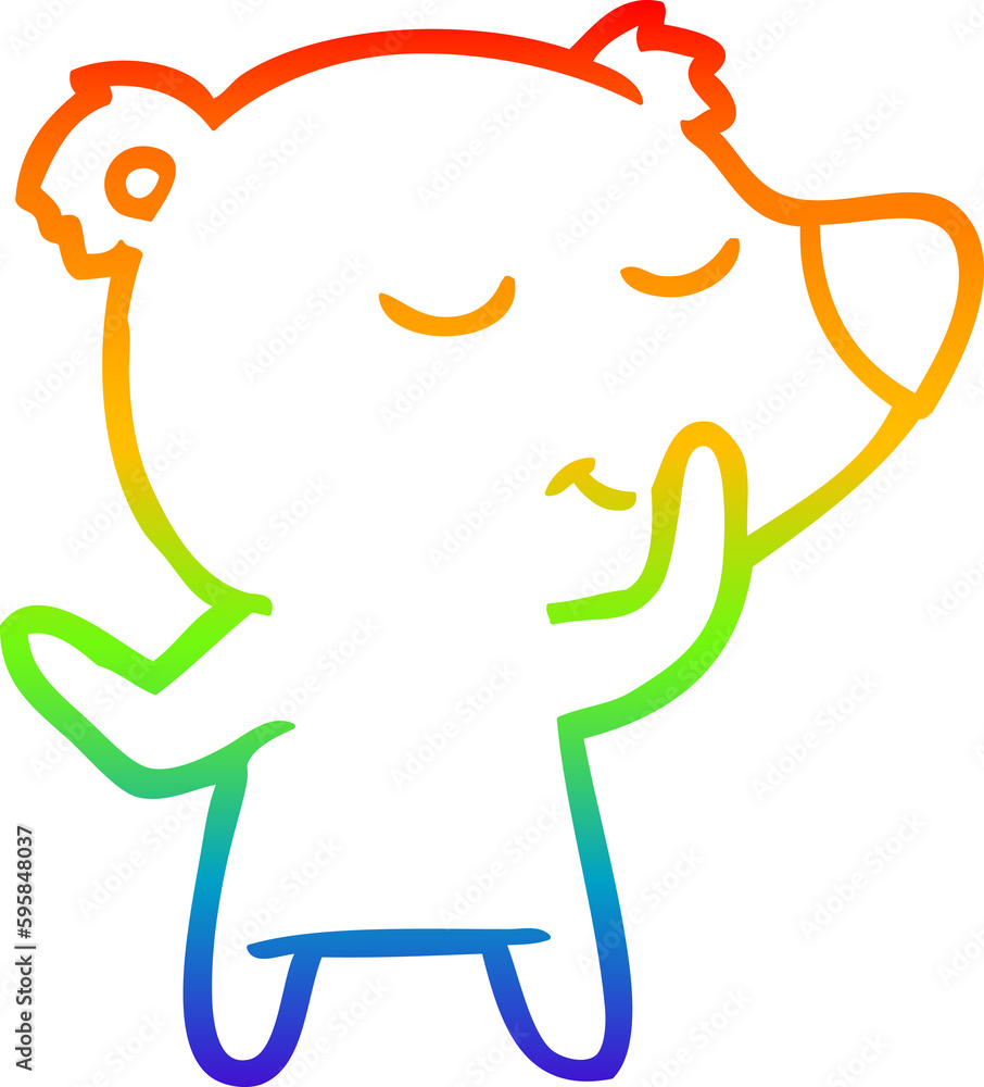 rainbow gradient line drawing of a happy cartoon bear rainbow gradient line drawing of a happy cartoon bear