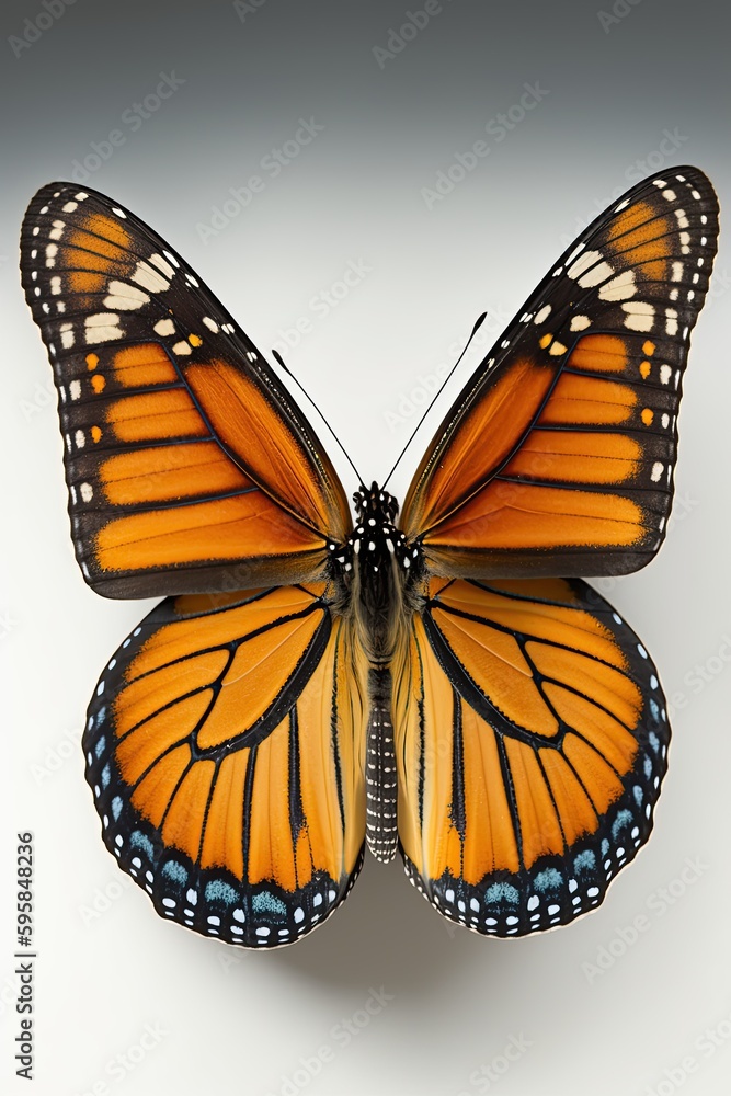 Obraz premium Orange monarch butterfly on white background generative AI